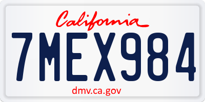 CA license plate 7MEX984