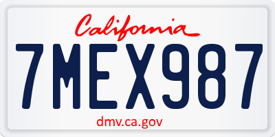 CA license plate 7MEX987
