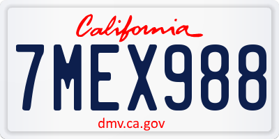 CA license plate 7MEX988