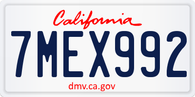 CA license plate 7MEX992