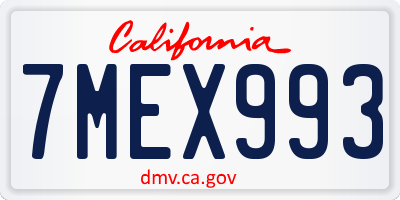 CA license plate 7MEX993