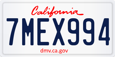 CA license plate 7MEX994