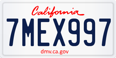 CA license plate 7MEX997