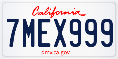 CA license plate 7MEX999