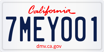 CA license plate 7MEY001
