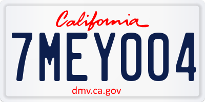 CA license plate 7MEY004