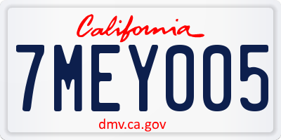 CA license plate 7MEY005