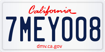 CA license plate 7MEY008