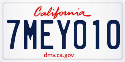 CA license plate 7MEY010