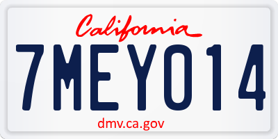 CA license plate 7MEY014