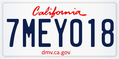 CA license plate 7MEY018