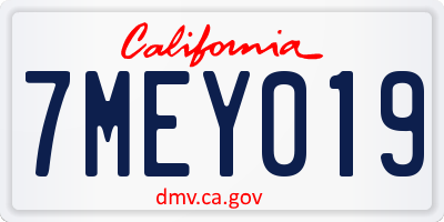 CA license plate 7MEY019
