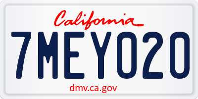 CA license plate 7MEY020