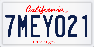 CA license plate 7MEY021