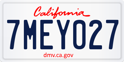 CA license plate 7MEY027