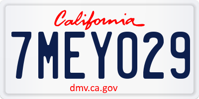 CA license plate 7MEY029