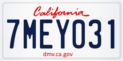 CA license plate 7MEY031