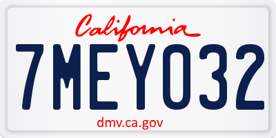 CA license plate 7MEY032