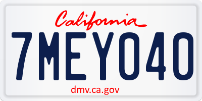 CA license plate 7MEY040