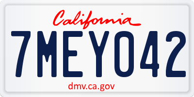 CA license plate 7MEY042
