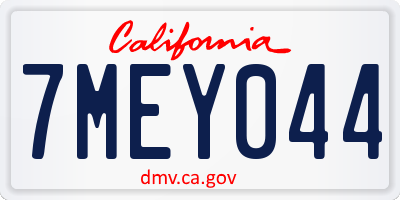 CA license plate 7MEY044