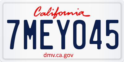 CA license plate 7MEY045