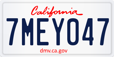 CA license plate 7MEY047