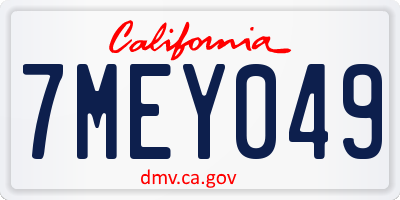 CA license plate 7MEY049