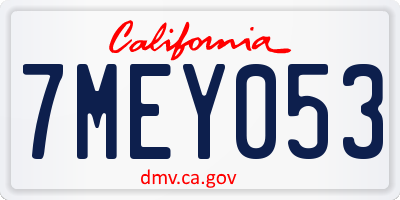 CA license plate 7MEY053