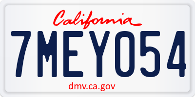 CA license plate 7MEY054