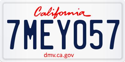 CA license plate 7MEY057