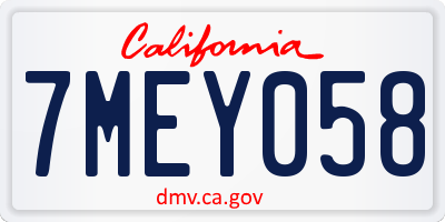 CA license plate 7MEY058