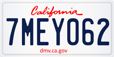 CA license plate 7MEY062