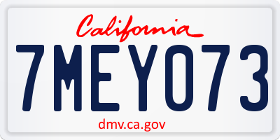 CA license plate 7MEY073