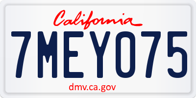 CA license plate 7MEY075
