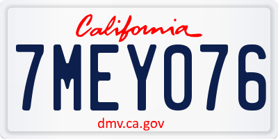 CA license plate 7MEY076