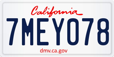 CA license plate 7MEY078