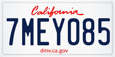 CA license plate 7MEY085