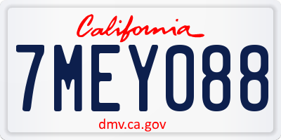 CA license plate 7MEY088