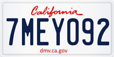 CA license plate 7MEY092