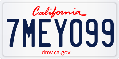 CA license plate 7MEY099