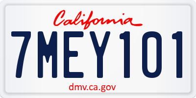 CA license plate 7MEY101