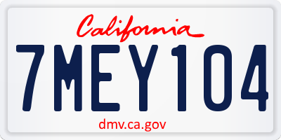 CA license plate 7MEY104