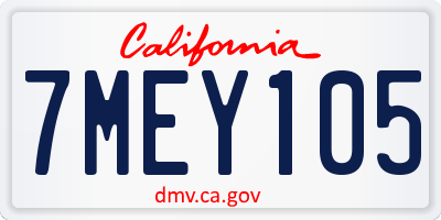 CA license plate 7MEY105