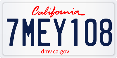 CA license plate 7MEY108