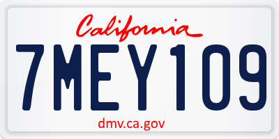 CA license plate 7MEY109