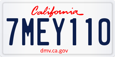 CA license plate 7MEY110