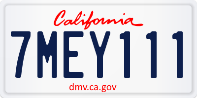 CA license plate 7MEY111