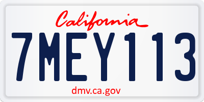 CA license plate 7MEY113