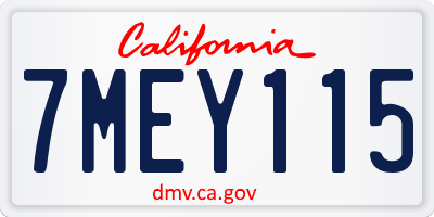CA license plate 7MEY115